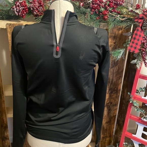 Spyder Active jacket Mens black lightweight quarter zip long sleeve NWT Sz L - Picture 11 of 11